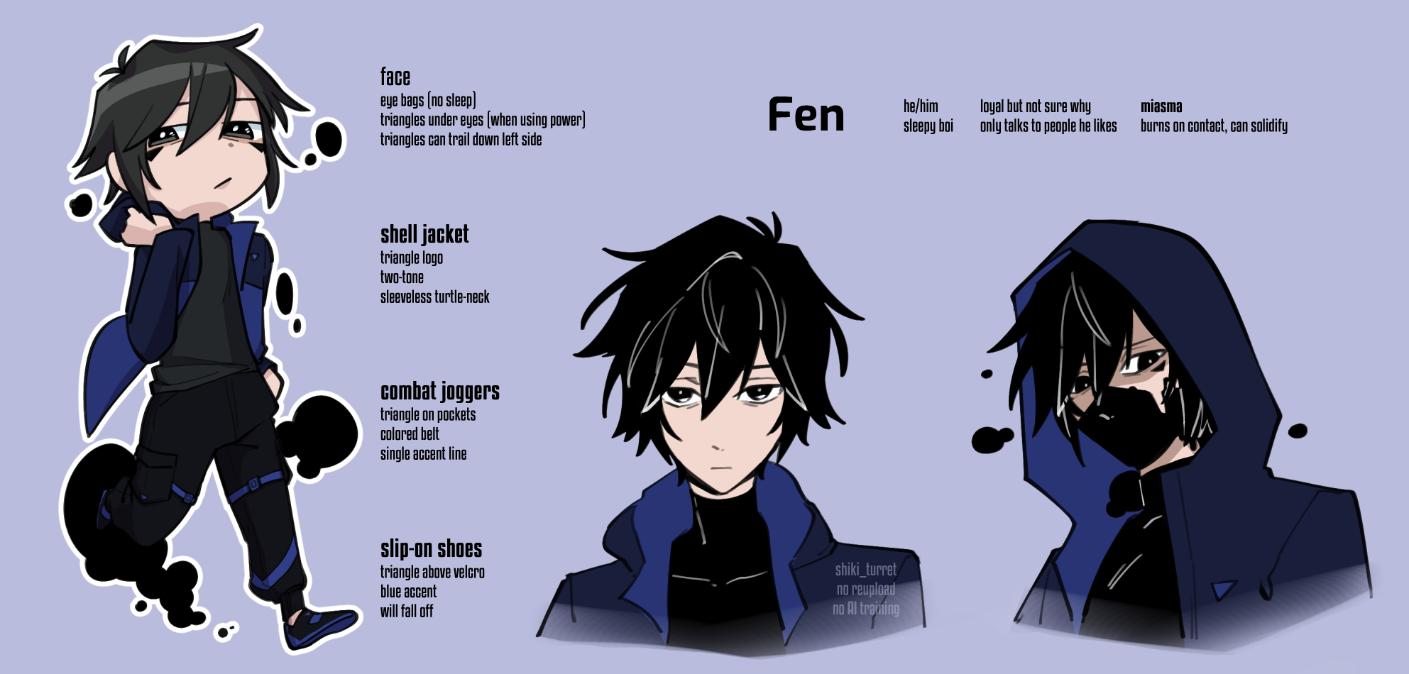 Fen's color reference. Text is included in the character profile.