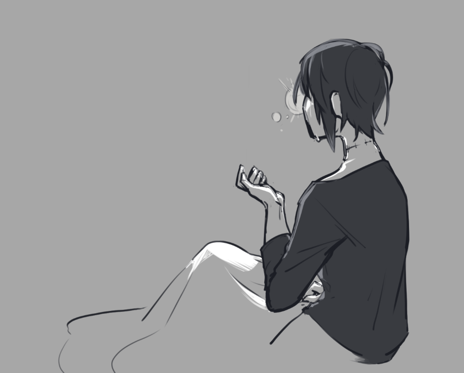 Kaia waking up with tears in her eyes. The stress stitch loop on her neck is almost closed.