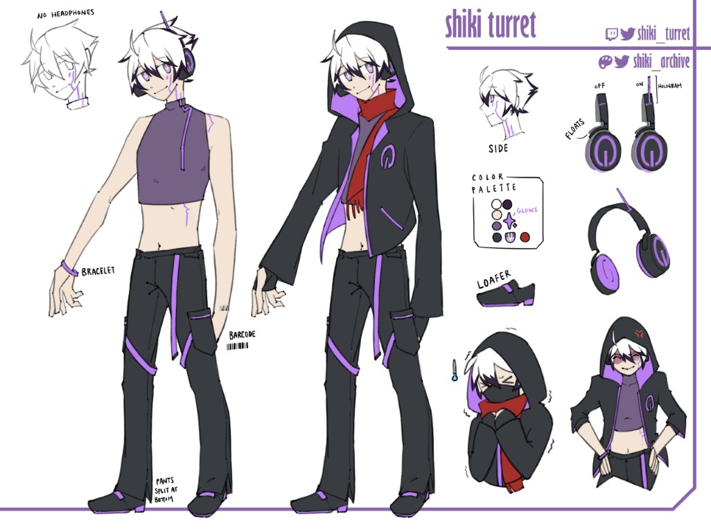Shiki_Turret 1.5 reference sheet. Minor updates to the outfit.