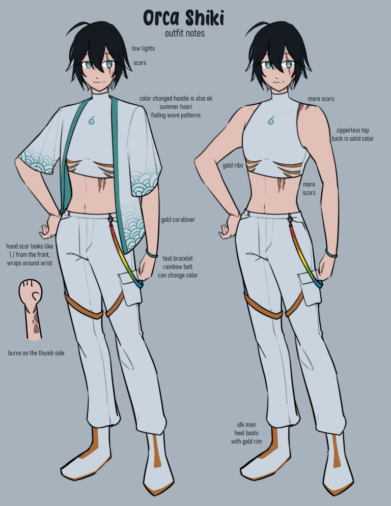 Orca Shiki outfit notes.